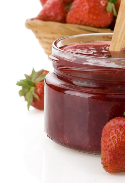 Strawberry jam isolated on white — Stock Photo, Image