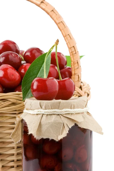 Cherry jam isolated on white — Stock Photo, Image