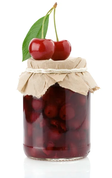 Cherry jam isolated on white — Stock Photo, Image