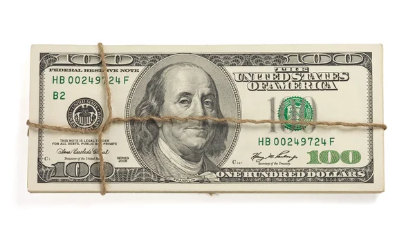 Banconote in dollari isolate su bianco — Foto Stock