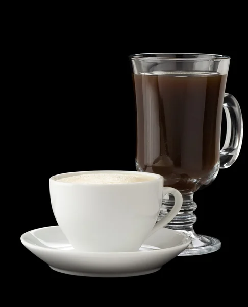 Kopp kaffe isolerade på svart — Stockfoto