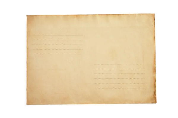 白で隔離される古いレトロな封筒 — ストック写真