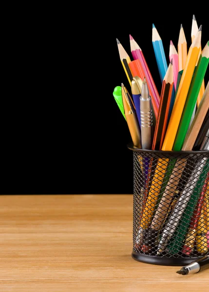 Back to school concept and office supplies isolated on black — Stock Photo, Image