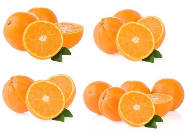 stock image Orange fruit and slices isolated on white