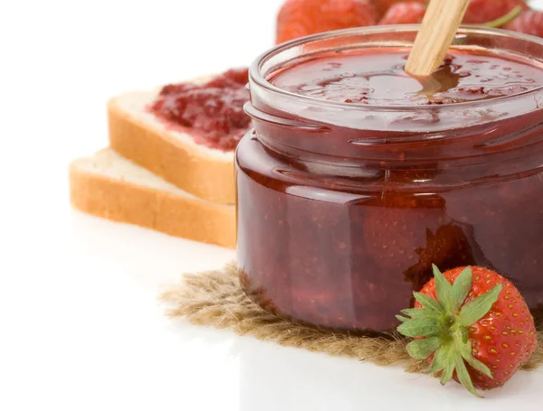 Strawberry jam isolated on white — Stock Photo, Image