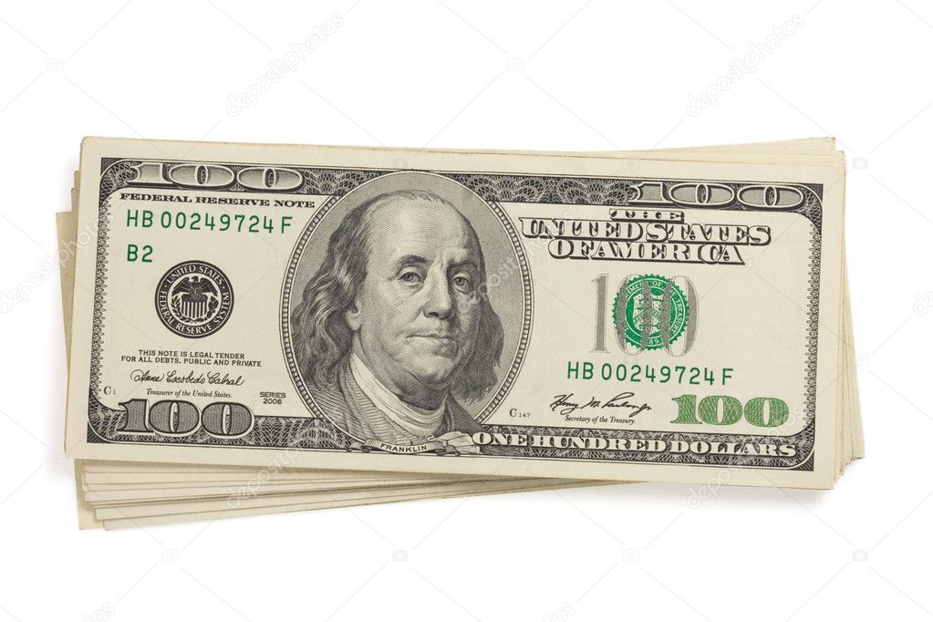 Dollars money banknotes isolated on white