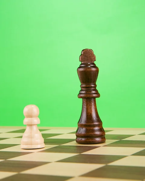 Black piece on board isolated on green — Stock Photo, Image