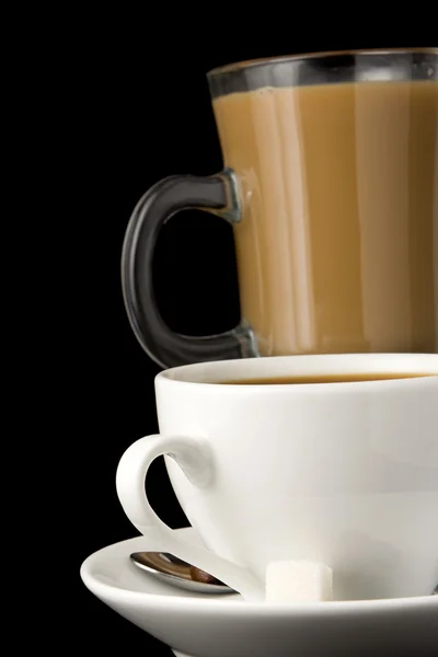 Xícara de café isolado em preto — Fotografia de Stock