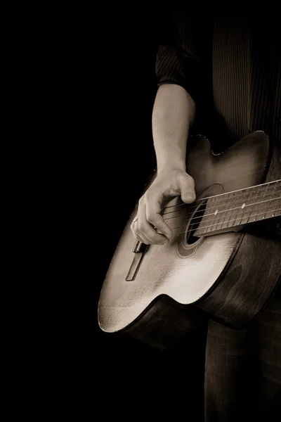 Gitara i człowiek — Zdjęcie stockowe