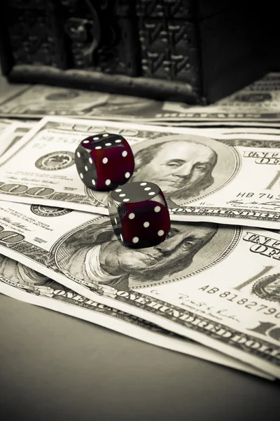 Dices on dollars — Stock Photo, Image