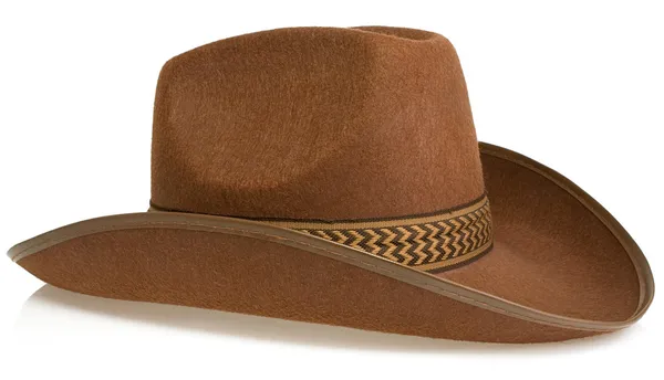 Kovbojský klobouk izolované na whitebrown kovbojský klobouk izolované na w — Stock fotografie
