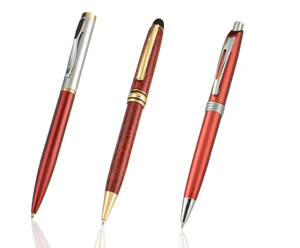 Red and silver shining pens isolated on white — Stock Photo, Image