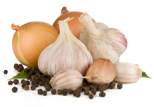 Set of garlic, onion and pepper — Stock Photo, Image