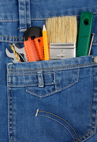 stock image Tools and instruments in jeans pocket