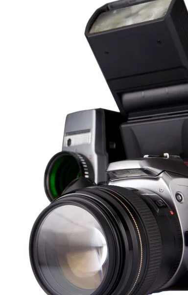 Cyfrowe i kamery filmowej na białym tle — Zdjęcie stockowe