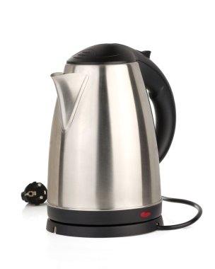 Stainless electric kettle isolated on white clipart