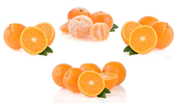 stock image Orange fruit and slices isolated on white