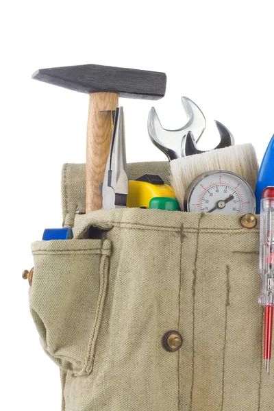 Set tools in tas vak geïsoleerd op wit — Stockfoto