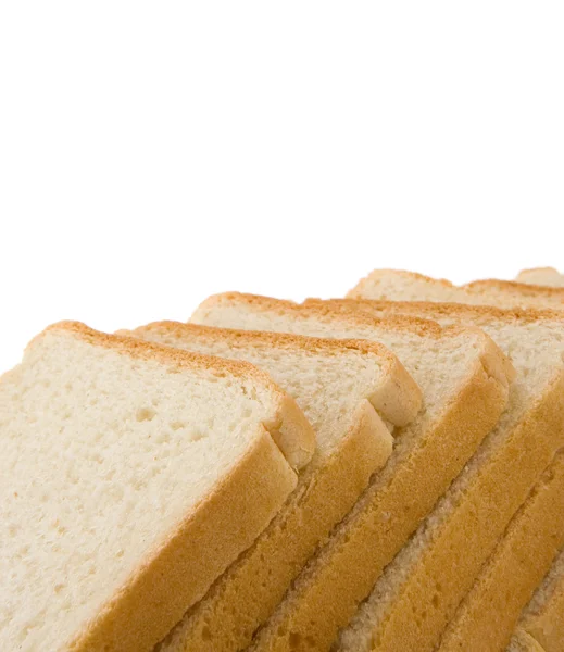Brot in Scheiben isoliert auf weiß — Stockfoto