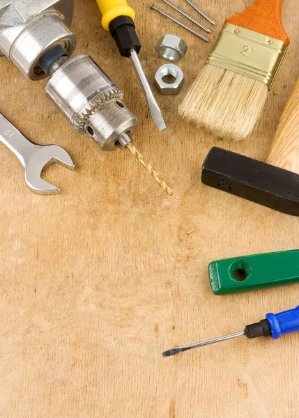 Tools and instruments on wood — Stock Photo, Image