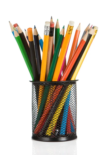 Lápis em suporte isolado sobre branco — Fotografia de Stock