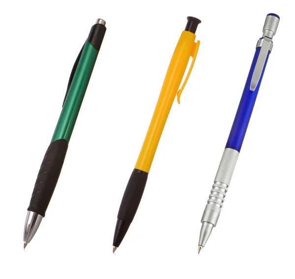 Colorful shining pens isolated on white — Zdjęcie stockowe