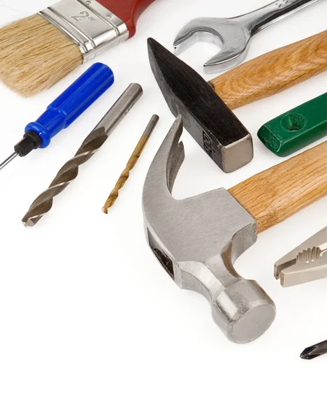 Sada nástrojů a nástrojů izolovaných na bílém — Stock fotografie