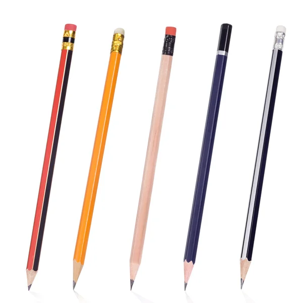 Legno di matite isolato su bianco — Foto Stock