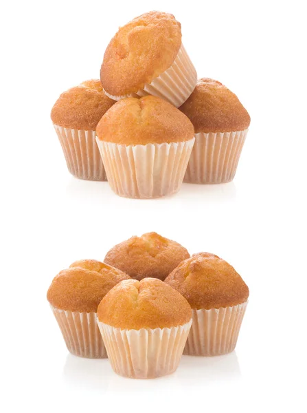 Pasteles de muffin collage aislado en blanco — Foto de Stock