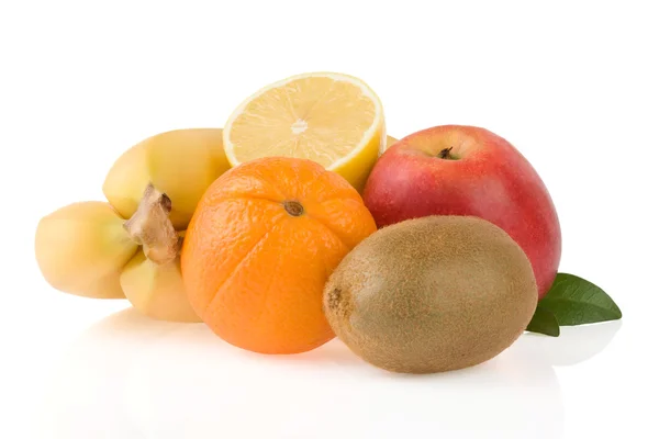 Fresh healthy tropical fruits isolated on white background — Stock Photo, Image
