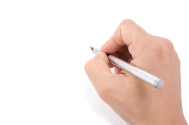 Beyaz kalem ile erkek el