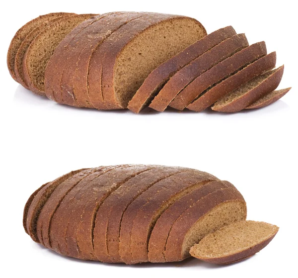 Dwa na białym tle krojonego chleba — Zdjęcie stockowe