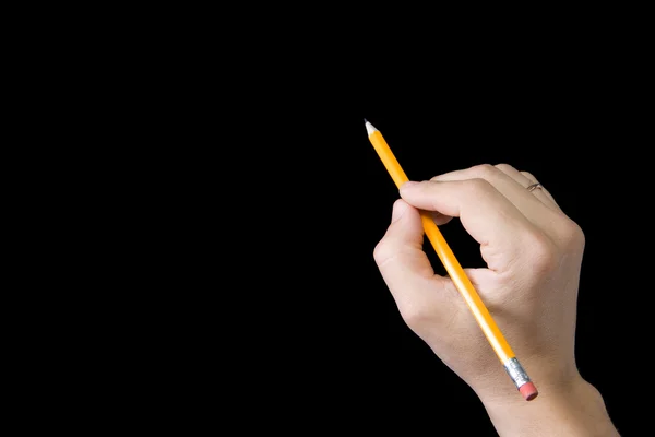 Homme écriture à la main au crayon sur noir — Photo