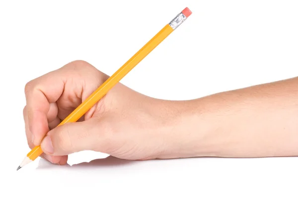 Mężczyzna dłoni i drewna ołówek — Zdjęcie stockowe