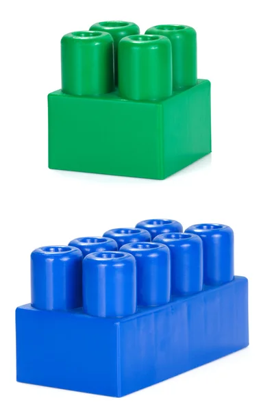 Colorful plastic bricks isolated on white — Stock Photo, Image