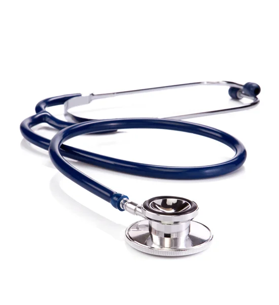 Stetoskop czarny i niebieski na białym tle — Zdjęcie stockowe