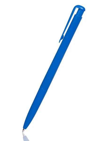 Μπλε πλαστικό στυλό σε λευκό — Φωτογραφία Αρχείου