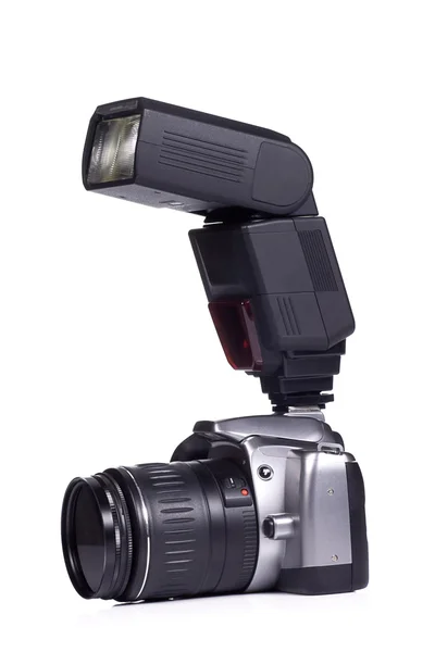 Câmera de foto com flash — Fotografia de Stock