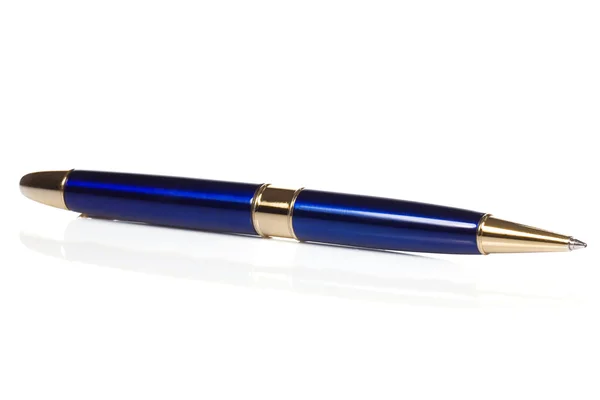 Blauwe en gouden pen — Stockfoto