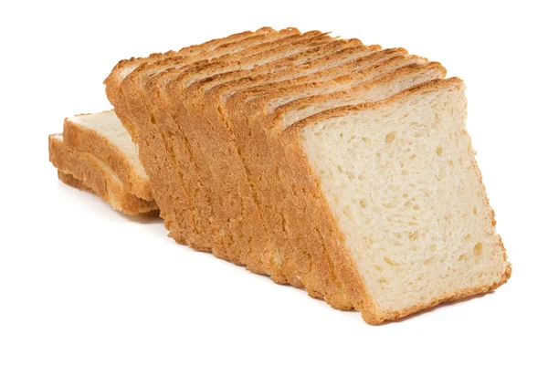 Pan rebanado en blanco — Foto de Stock
