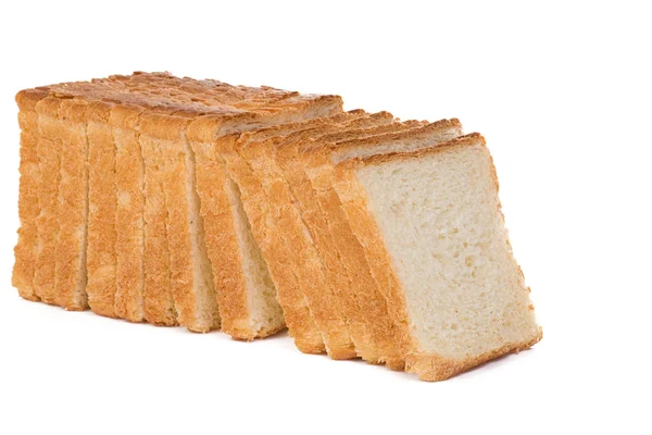 Pan rebanado en blanco — Foto de Stock