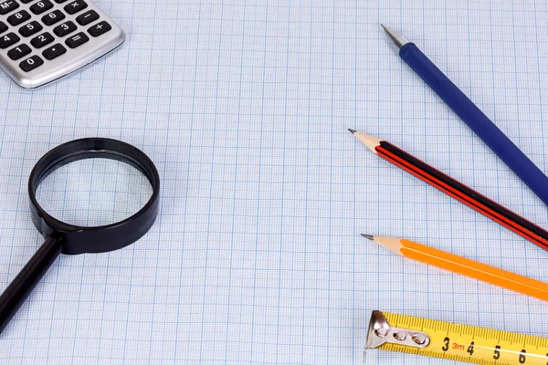 School accessory and magnifier — Stock Photo, Image