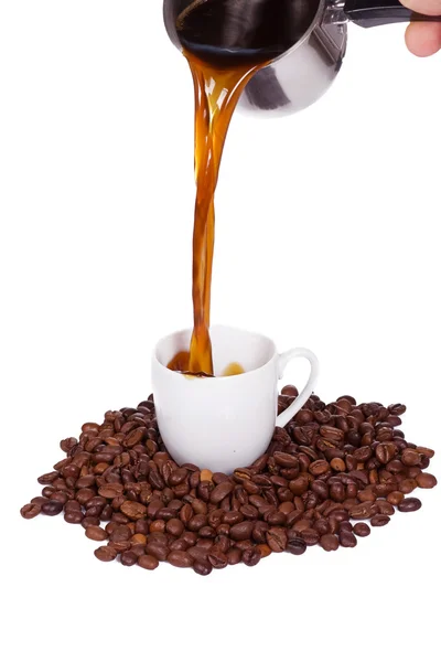 Pouring coffee drink — Stock Photo, Image