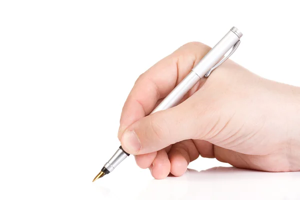 Στυλό μελάνης και αρσενική χέρι Φωτογραφία Αρχείου