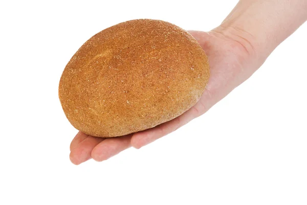 Mano e pane su bianco — Foto Stock