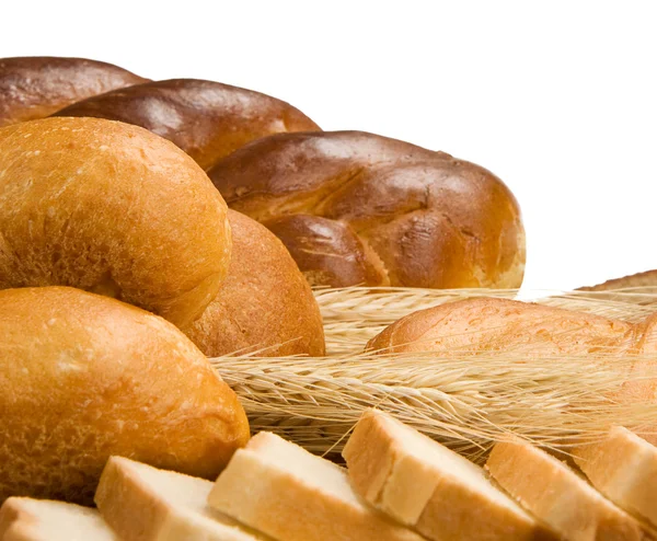 Productos de panadería aislados en blanco —  Fotos de Stock