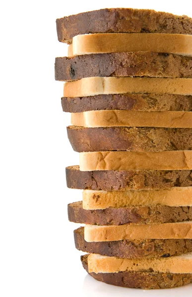 孤立在白色的切片的面包 — 图库照片
