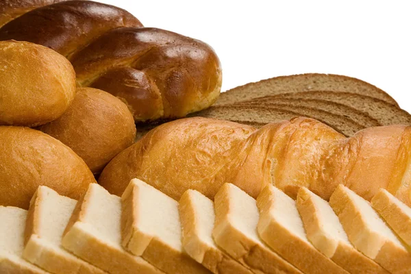 Conjunto de productos de panadería aislados en blanco —  Fotos de Stock