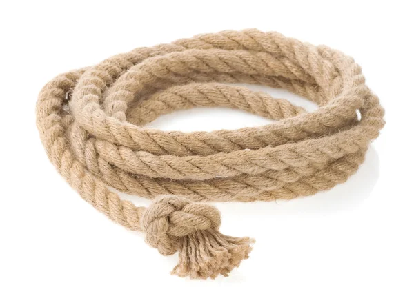 Corde et noeud isolés sur blanc — Photo