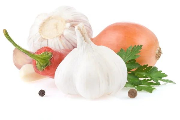 Ajo y verduras con especias alimenticias —  Fotos de Stock